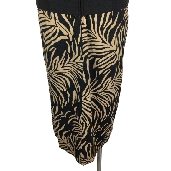 Courtenay Linen blend black and tan leaf/zebra print belted dress - Picture 11 of 12